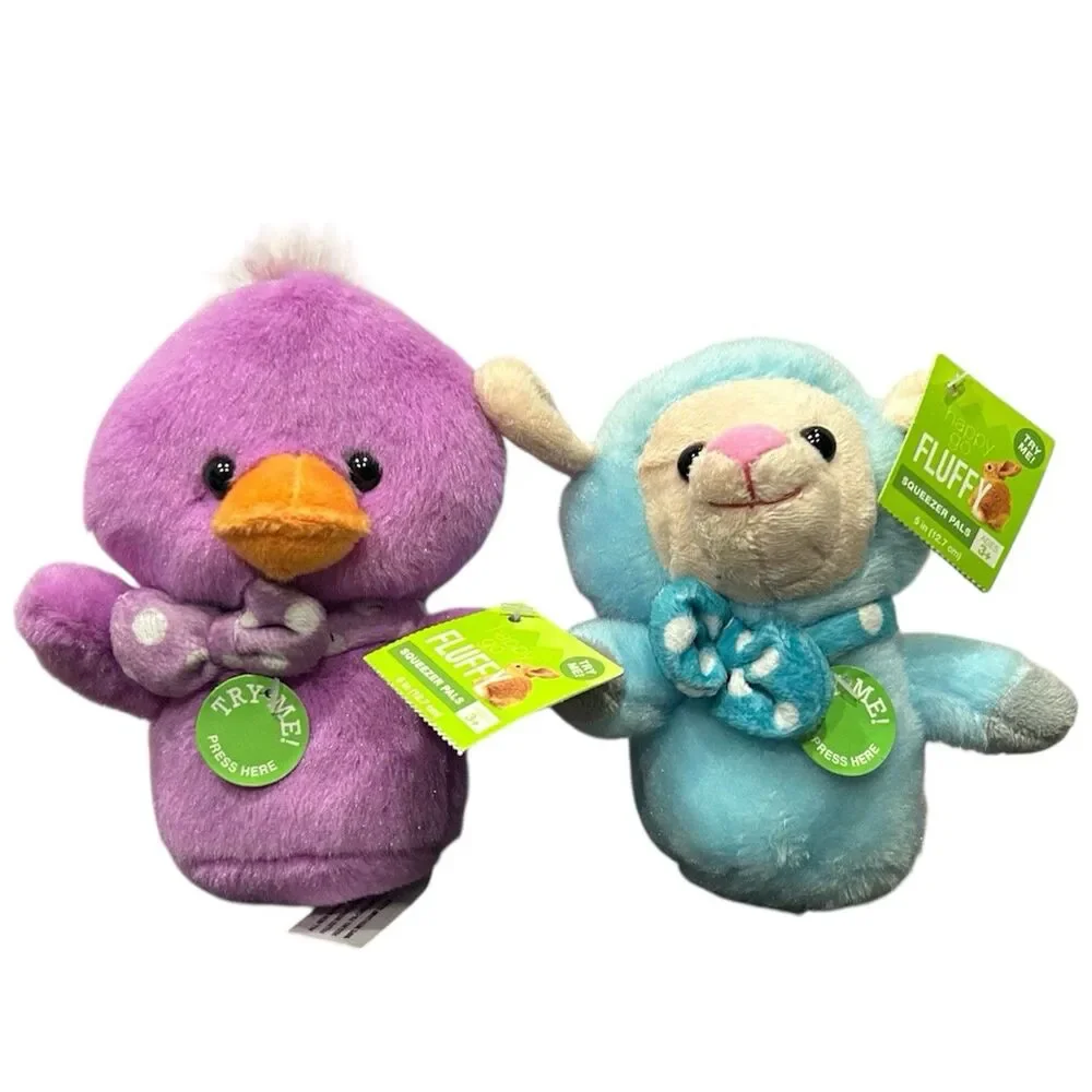 2x Happy Go Fluffy Squeezer Pals 